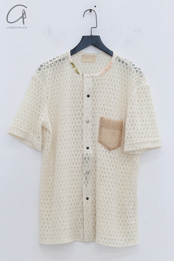 communs 24 autumn and winter short-sleeved hollow round neck T-shirt France CMS-SS24-C120B-BAI White SS24-C120B